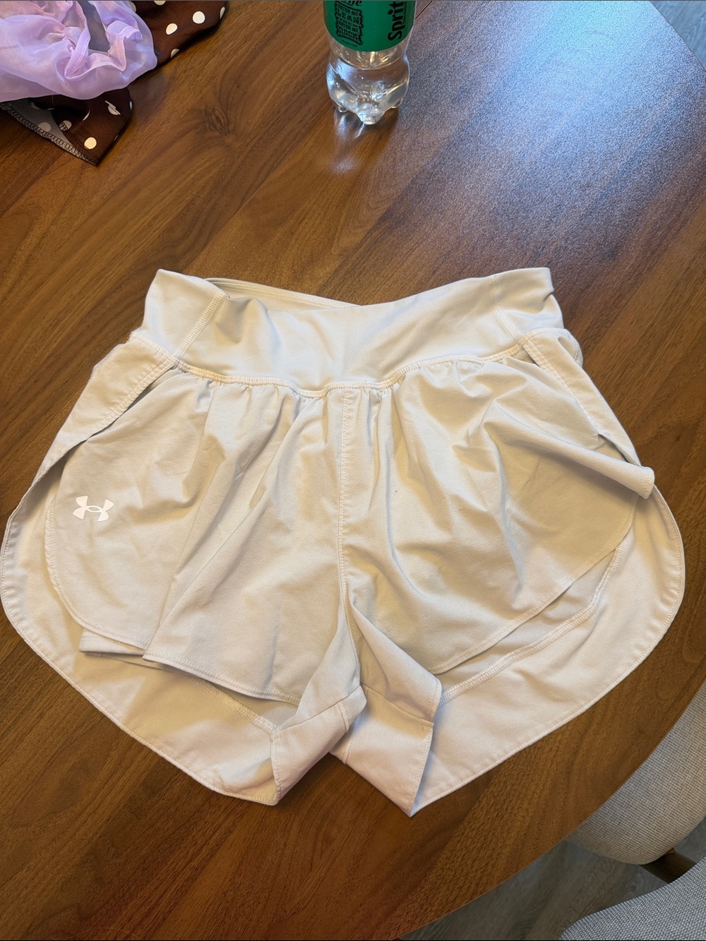 Under Armour Women's Light White Athletic Shorts with High Waist